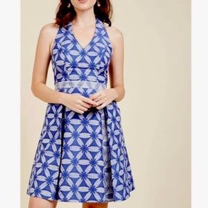 ModCloth Renewed Resplendence Floral Halter Dress in Blue 2X